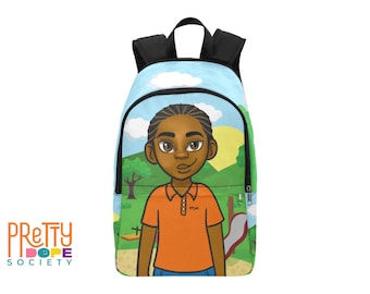Playground Fun Backpack - Melanin Kid School Bag - Afro Boys Fun Bookbag - Back to School for Boys