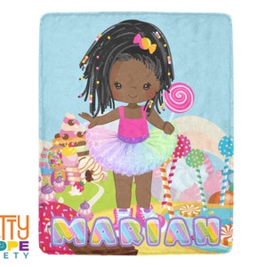 Braided Candy Girl Personalized Blanket - Braided Black Girl Throw Blanket - Black Girl Magic Throw - Gift for Black Girl