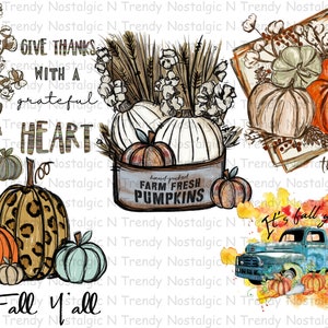 Rustic Farmhouse Fall Harvest Sublimation Transfer Bundle Thanksgiving Ready to Press, Autumn Country Sublimation collection, vintage farm