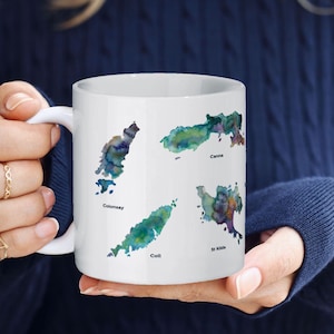 Ceramic Scottish Islands Mug - Colonsay, Coll, St Kilda, Canna, Shetland Isles, Lismore, Muck, Eriskay