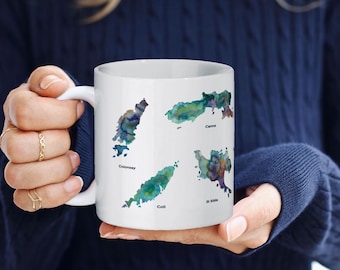 Kubek ceramiczny szkockich wysp-Colsay, Coll, St Kilda, Canna, Shetland Isles, Lismore, Muck, Eriskay