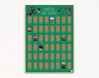 Póster de la lista de deseos de los campos de golf escoceses para raspar