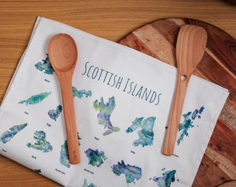 Ściereczka kuchenna Scottish Island – 100% bawełny | Duży, ekologiczny ręcznik kuchenny z pętelką do zawieszania