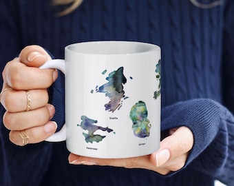 Kubek ceramiczny Wyspy Szkockie - Vatersay, Staffa, Arran, Mull, Harris, Lewis, Eigg, Barra