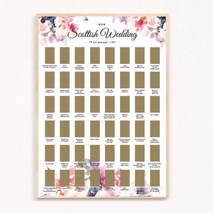 Mariage écossais - affiche à gratter, organisateur de mariage, cadeau de fiançailles, affiche de mariage, planification de mariage écossais