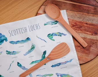 Ściereczka kuchenna Scottish Lochs – duża, 100% bawełny | Ekologiczna | Poręczna pętelka do zawieszania | Ręcznie robiona w Wielkiej Brytanii