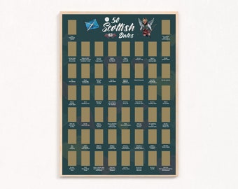 50 Scottish Dates - Scratch off Bucket List Poster, Anniversary present, Birthday gift Scottish gift, present for partner