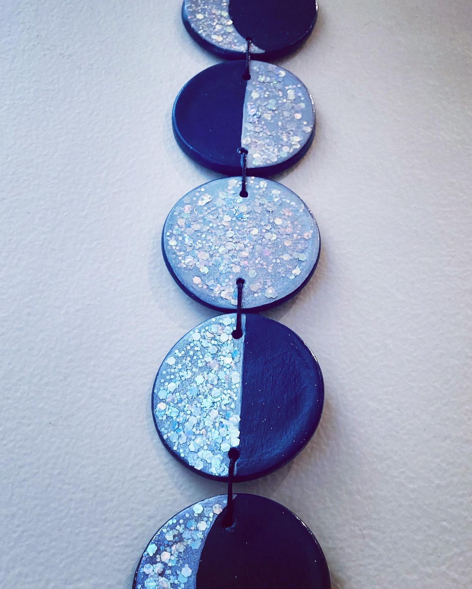 Handmade Clay Moon Phases Wall Hanging Glitter Etsy