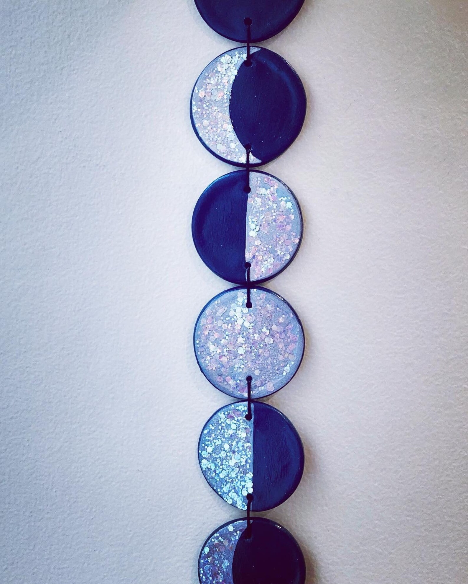 Handmade Clay Moon Phases Wall Hanging Glitter Etsy