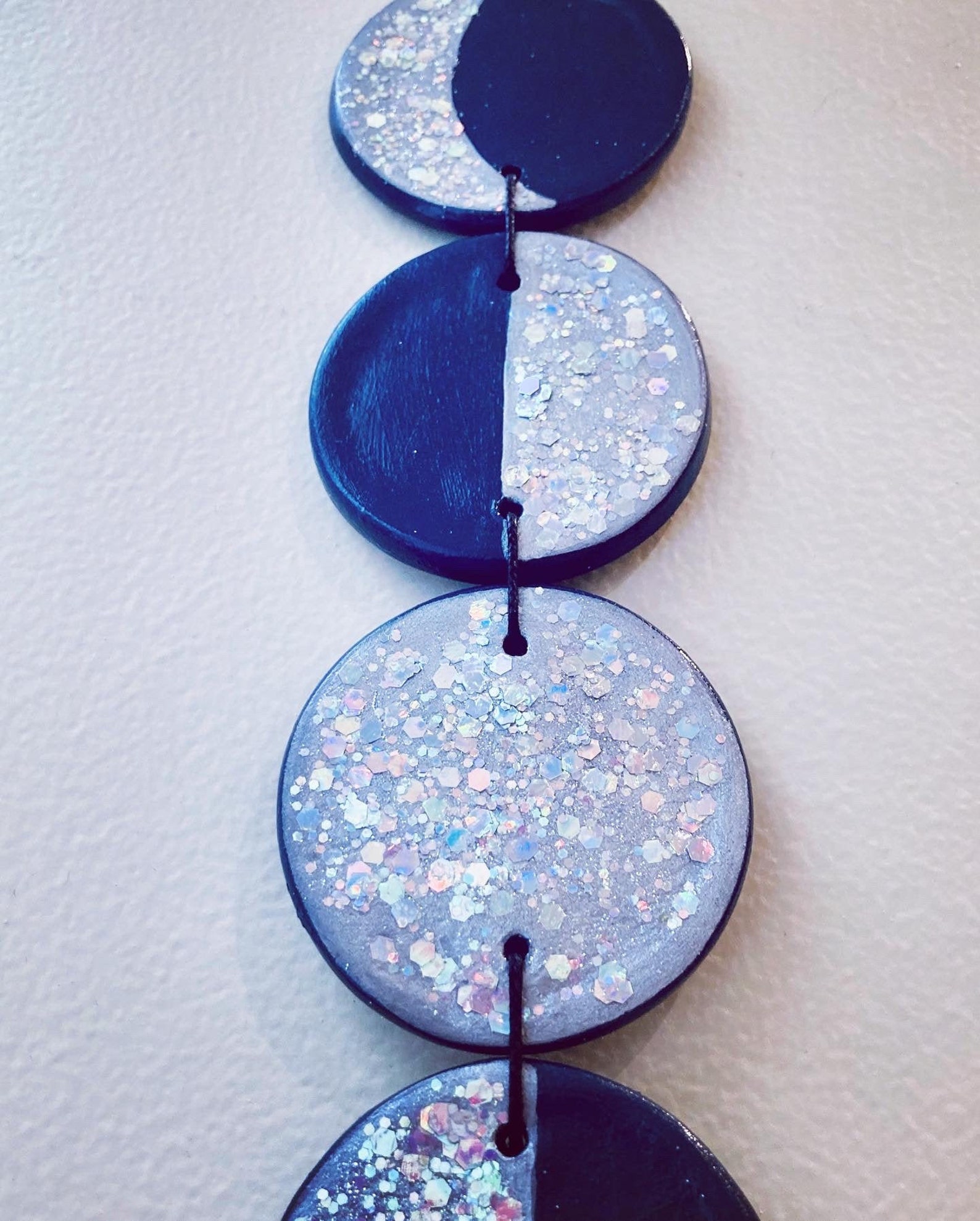 Handmade Clay Moon Phases Wall Hanging Glitter Etsy