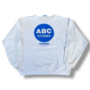 Vintage 90s ABC Stores Hawaii Sweatshirt Pullover Crewneck Big Back Hit Logo Honolulu Made In USA Size L