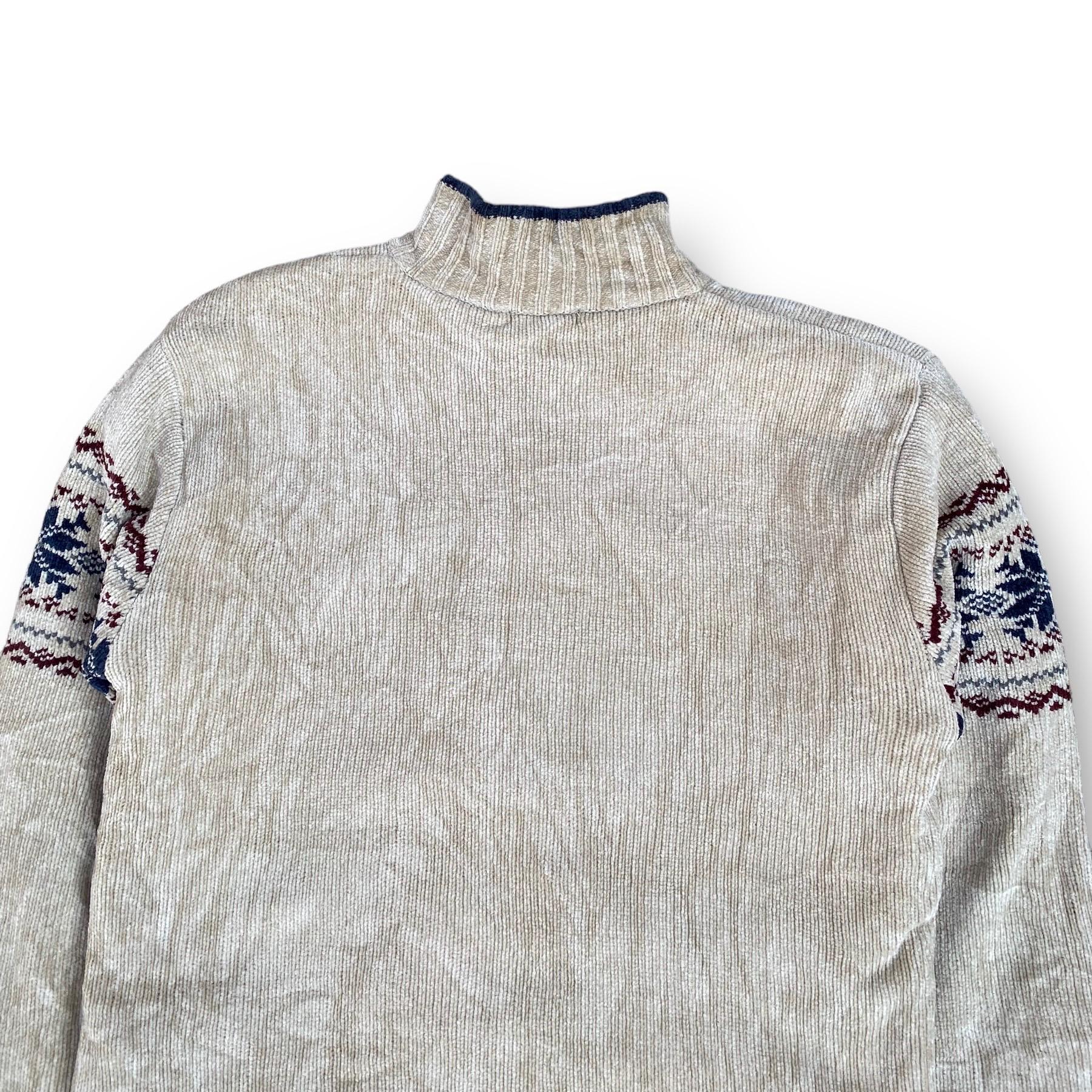 Vintage 90s Club Knit Sweater Jacket Medium Full Zipper Navajo 