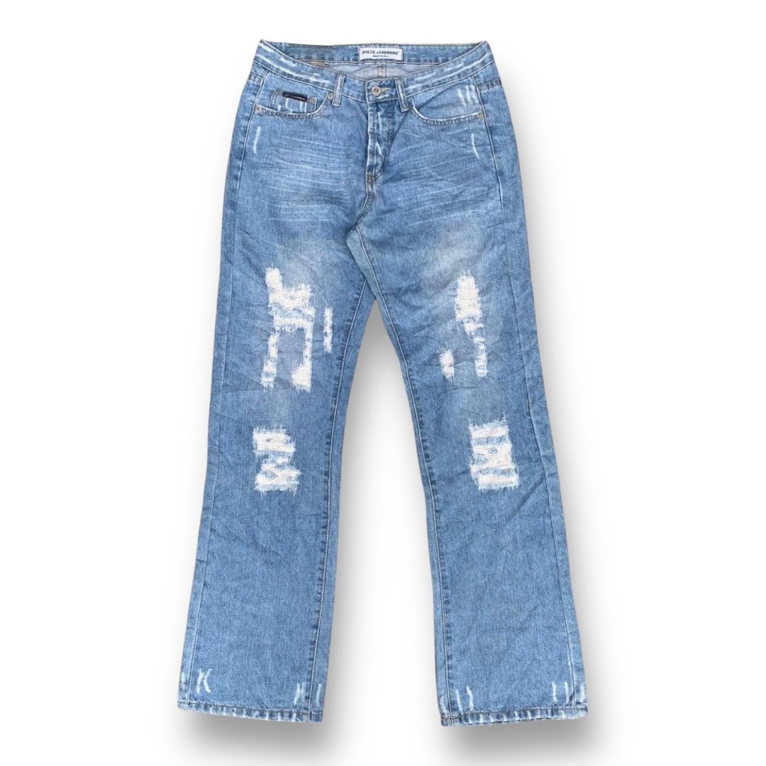 Vintage Dolce & Gabbana Distressed Denim Jeans Light Wash Straight