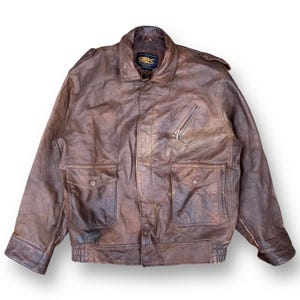 Vintage 90s Fashionable Menswear Flight Bomber Leather Jacket Biker Military Retro Style Motorcycle Archival Clothing Made in Japan Size XL