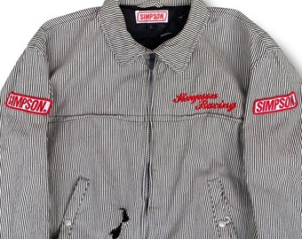 Vintage Simpson Racing Team Motorsport Stripe Bomber Jacket Full