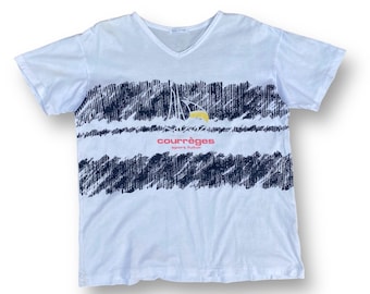 vintage des années 90 Courrèges Sport Futur chemise grand Yacth Design fabriqué au Japon taille L