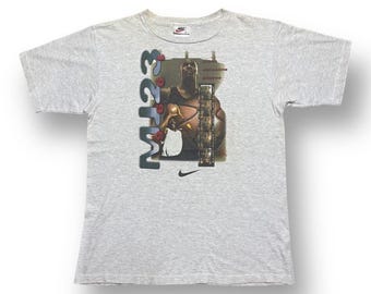 Vintage 90s Nike Michael Jordan Shirt Medium MJ 23 1996 Photoprint Streetwear Outfits Style Made in USA Size M
