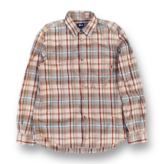 Vintage 90s Checkered Stussy Shirt Large Made in USA Single