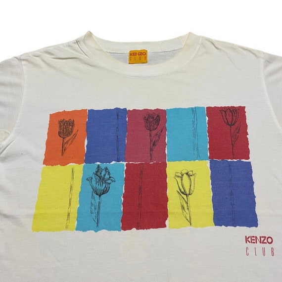 Vintage Kenzo Club Flower Art Shirt Medium Colour… - image 3