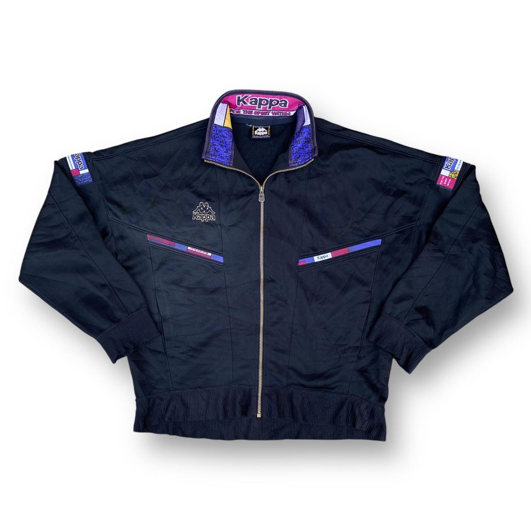 Vintage 90s Kappa Sweater Jacket Full Zipper Embroidery Logo