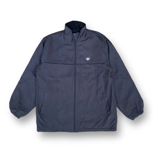 Giacca vintage MCM con piccole toppe e cerniera intera, anni '90, capispalla, marchio di moda, stile, abiti da esterno, taglia L