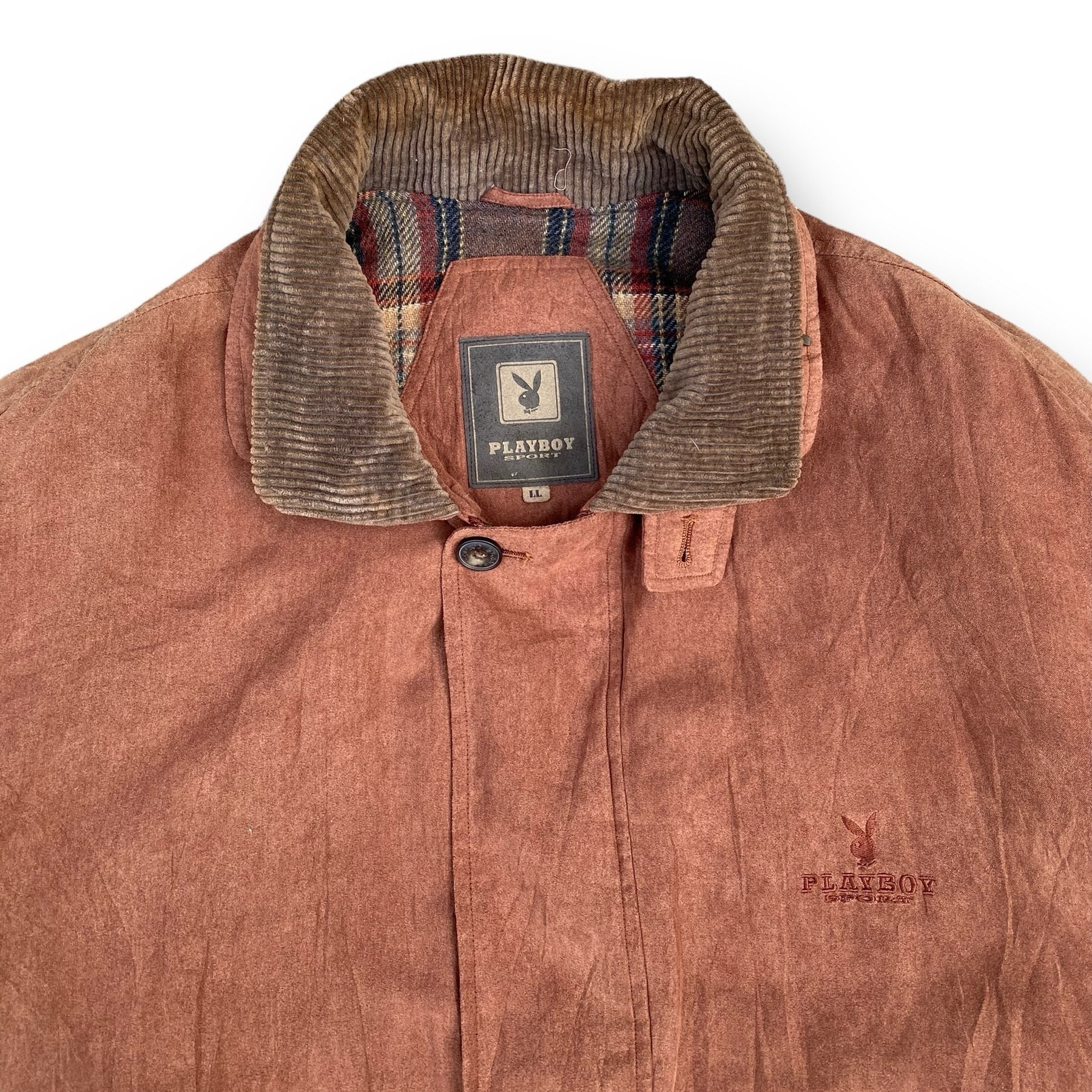 Vintage 90s Playboy Sport Bomber Jacket Extra Large Full Zip Brown