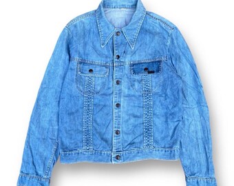 Chaqueta vaquera estilo retro de los 90 con botones a presión, doble bolsillo, cuello alto, estilo rockero, motero, talla M.