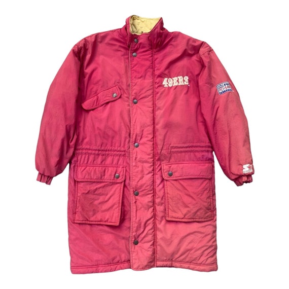 Vintage 90s San Francisco 49ers Long Jacket Large Big Back Hit