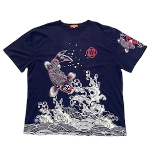 Vintage Satori Floral Koi Fish Shirt Double Extra Large Inspired by Sukajan Over Printed Japanese Traditional Style Fashion Outfits Size XXL