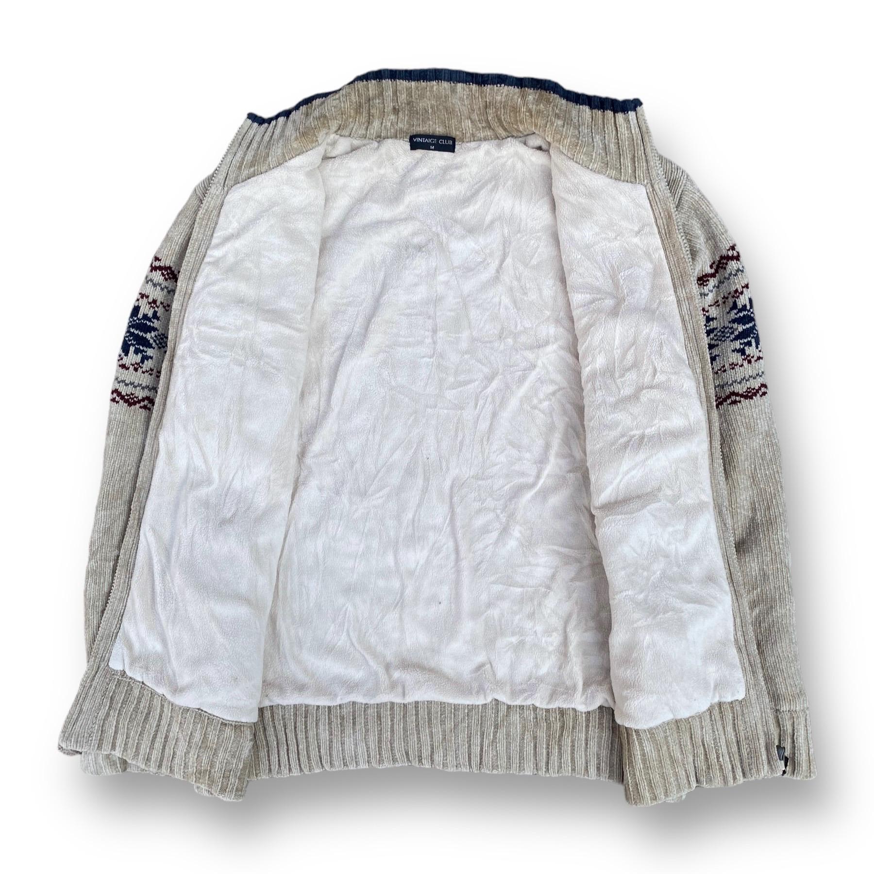 Vintage 90s Club Knit Sweater Jacket Medium Full Zipper Navajo 