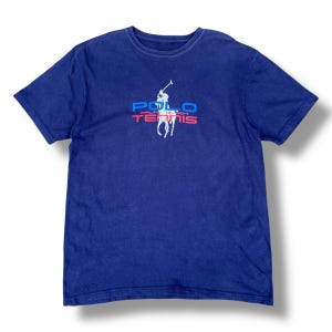 Vintage Polo Ralph Lauren Polo Tennis Shirt Big Spell Out Logo Minimalist Style Size M