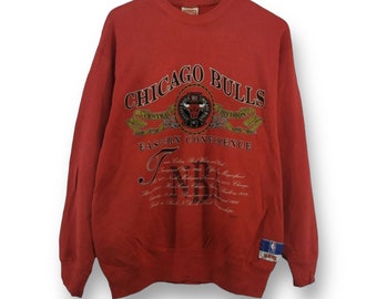 Vintage 90s Chicago Bulls Eastern Conference NBA Nutmeg Mill Sweatshirt Made in USA Large Size