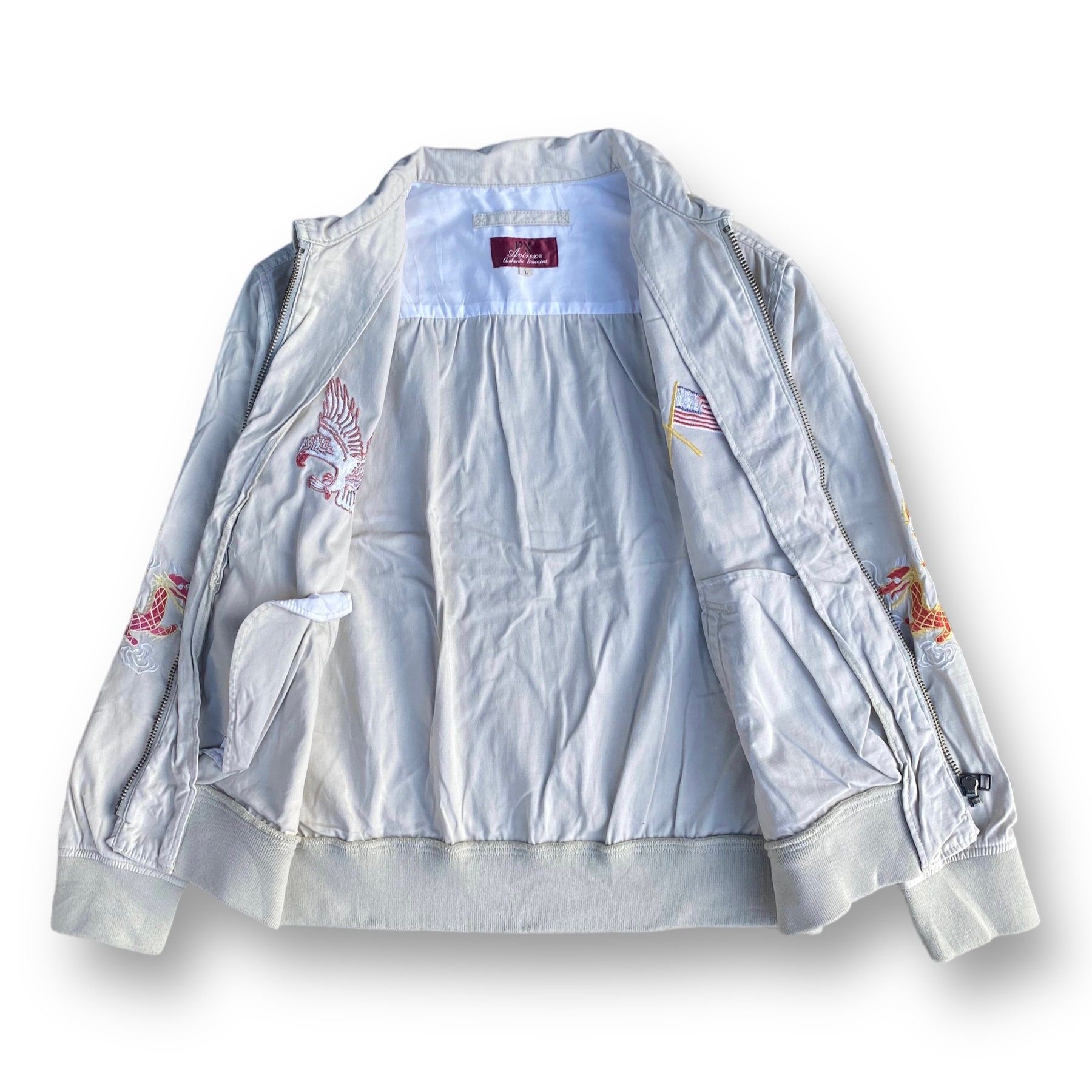 Vintage 90s Avirex Sukajan Souvenir Embroidery Jacket Large Zipper