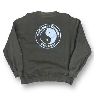 Vintage 90s T&C Surf Designs Hawaii Sweatshirt Large Pullover Ying and Yang Big Logo Backhit Outdoor Surf Style Fashion Size L