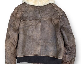 【archive】90's BOMBER FLIGHT FUR JACKET Vintage 90s Streetwear Mens Large Faded Microfiber Full Zip