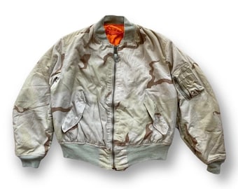 Vintage Alpha Industries MA-1 Desert Camo Bomber Jacket USA Made