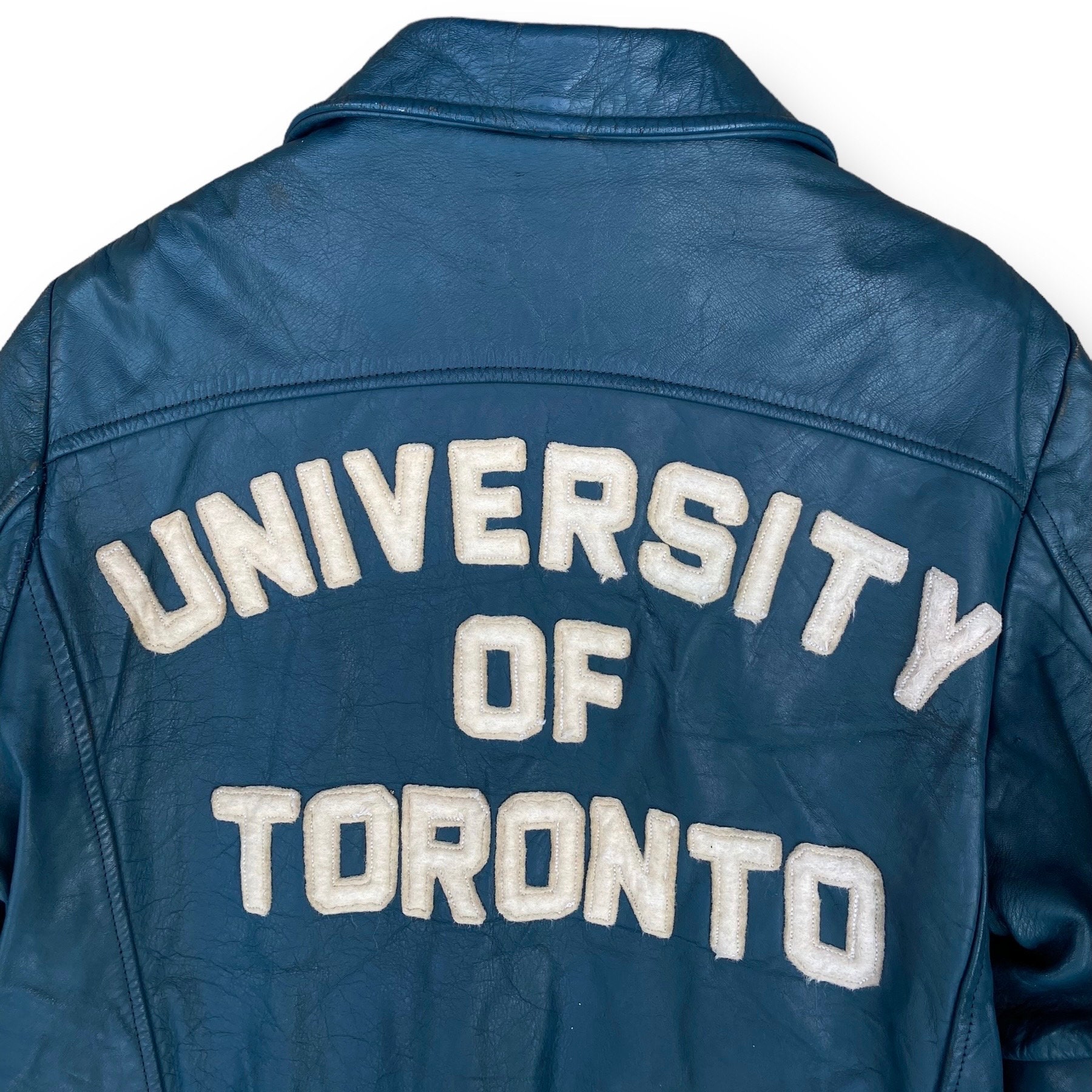 Vintage 80's University of Toronto Argonauts Leather Jacket