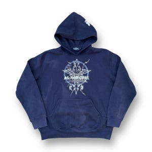Vintage 90s King of The Mr. Samurai Hoodies Sweatshirt Double Pocket Japanese Traditional Sukajan Graffiti Abstract Karakuri Style Size L