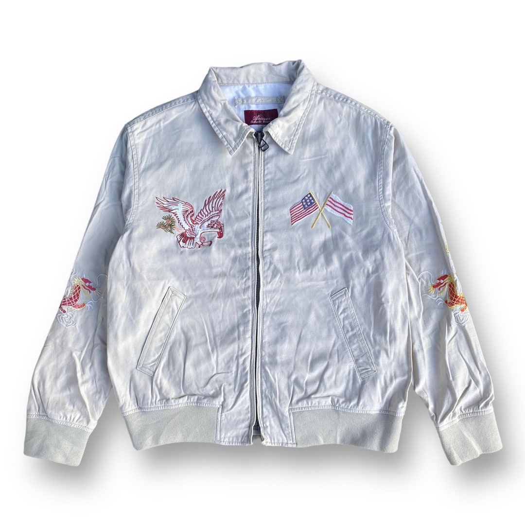 AVIREX SUKA JACKET（スカジャン） Vintage 90s Avirex Sukajan Souvenir Embroidery Jacket Large Zipper