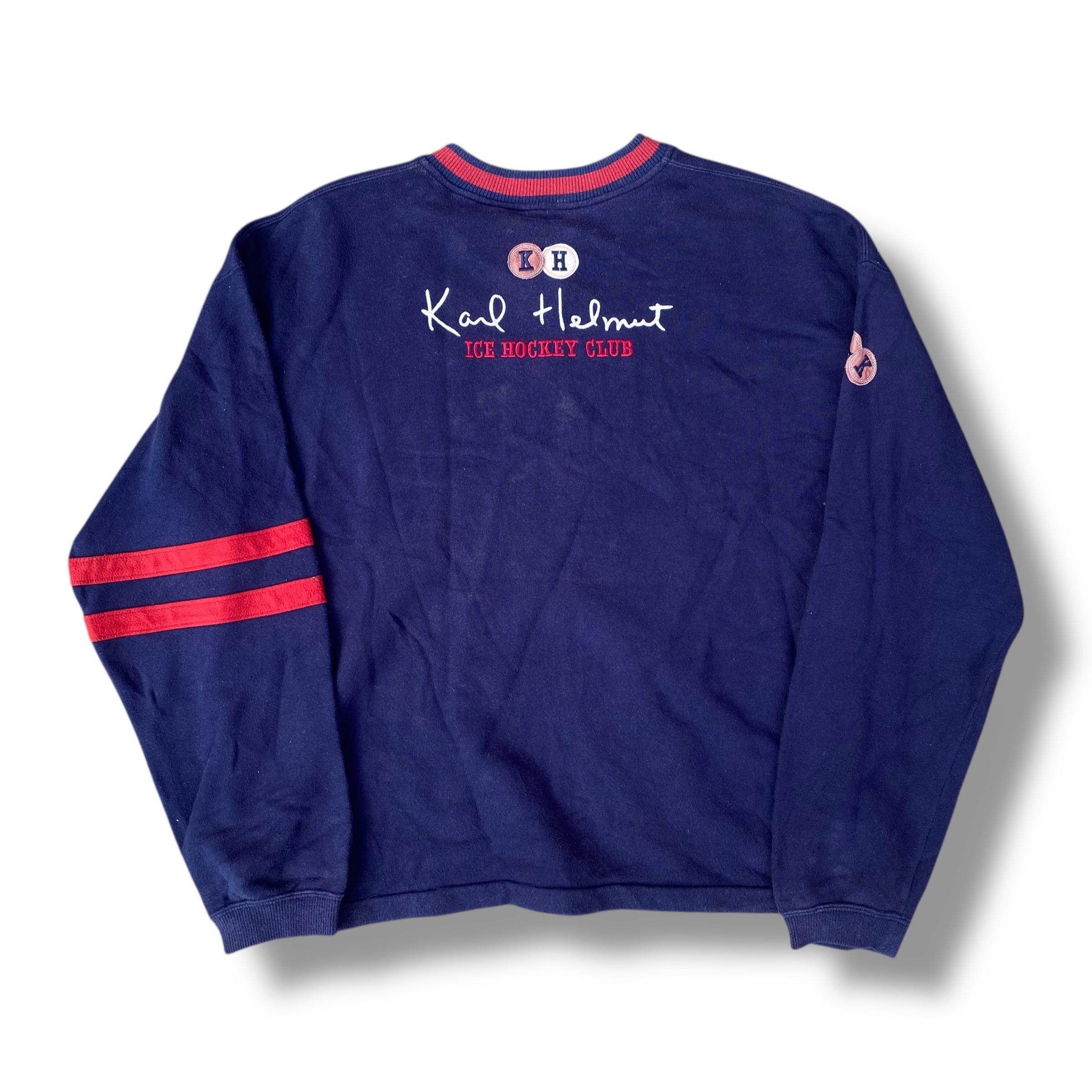 【USED】ChampionREDFISH LAKE1929スウェット Vintage 90s Karl Helmut Ice Hockey Club Sweatshirt Embroidery
