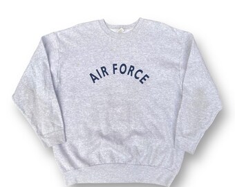 Vintage 90er Jahre Luftwaffe Sweatshirt Rundhalsausschnitt Pullover Militär USMC Spell Out Made in USA Size L