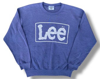 Felpa vintage anni '90 LEE con logo a caratteri grandi, misto cotone, girocollo, Made in USA, taglia L / Abbigliamento uomo anni '90