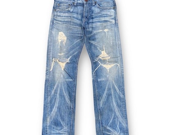 Vintage 90s Selvedge Distressed Edwin 503 Denim Jeans Grunge Rockers Style Outfits Size 34