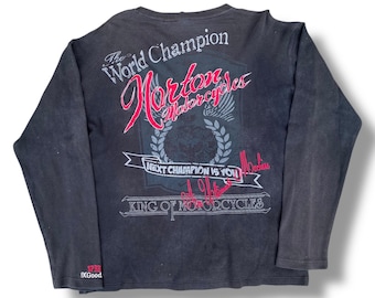 Vintage 90s Norton Motorcycle Long Sleeve Shirt The World Champion King of Motorcycle Speed King Good Oldies Norton Birmingham Size XXL