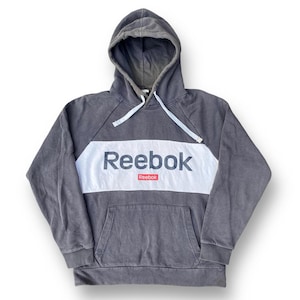 Vintage 90s Reebok Hoodies Sweatshirt Medium Big Spell Out Pullover Streetwear Sportswear Athletes Outfits Style Size M