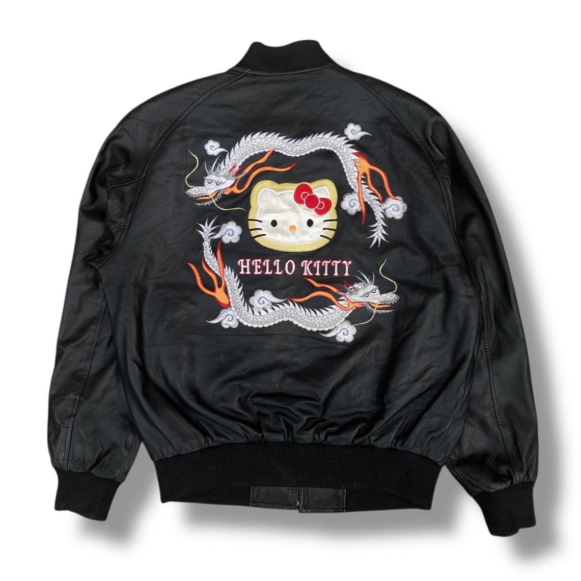 Vintage 90s Hello Kitty Sukajan Genuine Leather Bomber Jacket