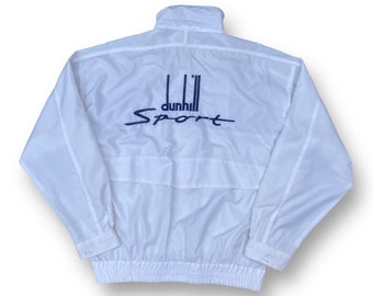 Vintage 90er Jahre Dunhill Sport Bomber Style Jacke Large Full-Zip Stickerei Spell Out Back Hit Street Style Outfits Größe L