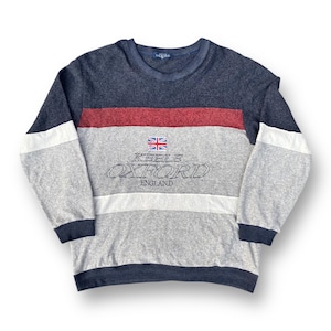 Vintage 90s Keble Oxford England Sweatshirt Large Colourblock Pullover Crewneck Embroidery Spell Out Size L