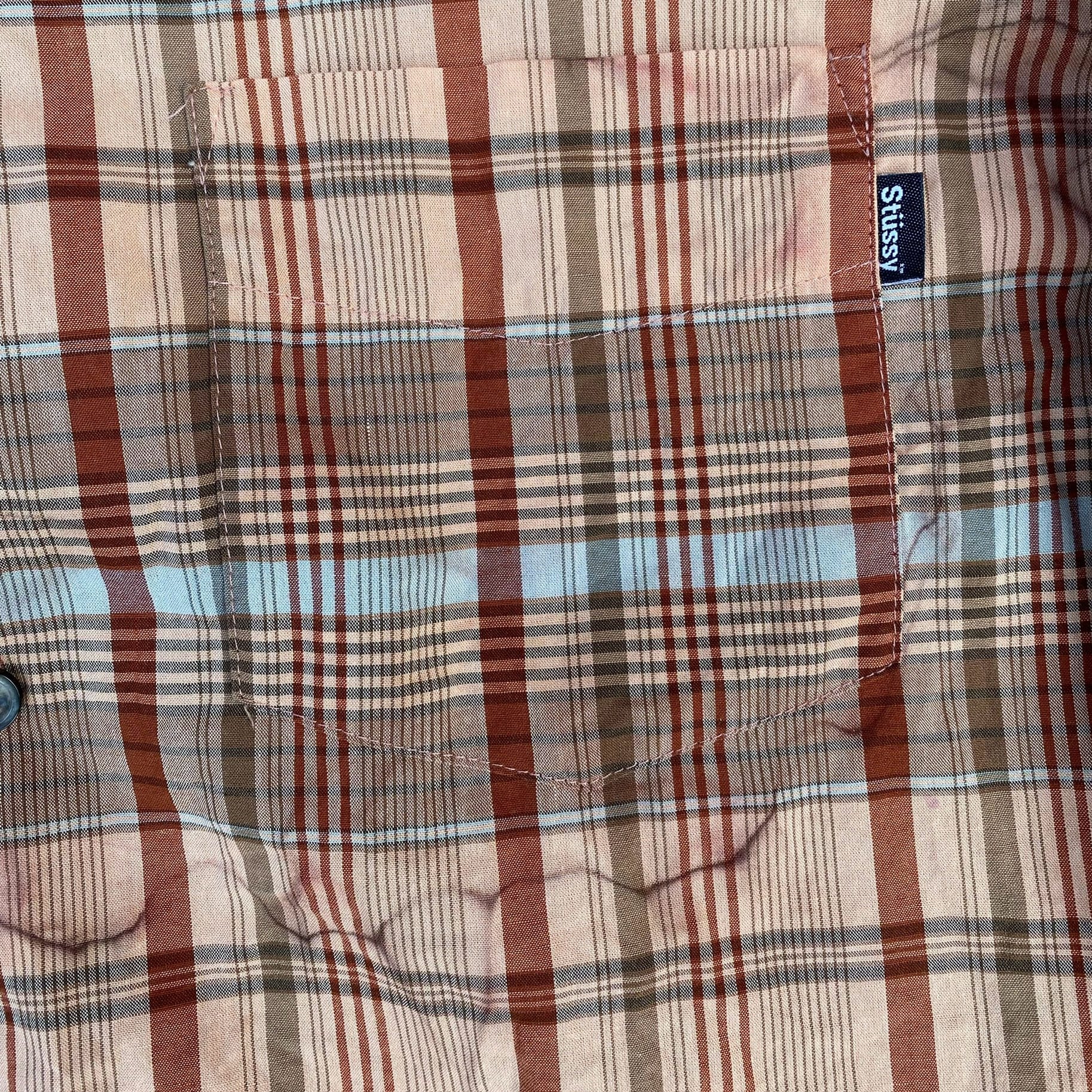 Vintage 90s Checkered Stussy Shirt Large Made in USA Single