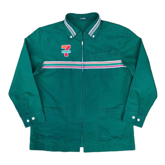 Vintage 90s 7 Eleven Japanese Workwear Uniform Long Sleeve Zipper Jacket Japanese Brand Size M